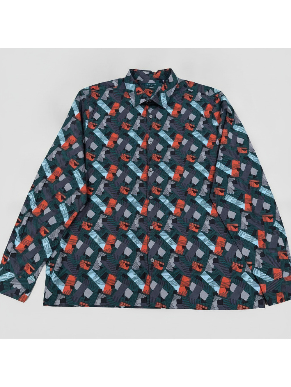 Perry Ellis Stretch Button-Up Shirt 2XLT Geometric Print